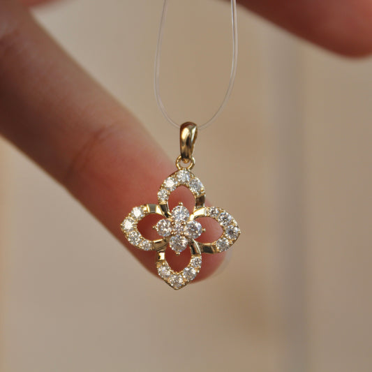 14K Solid Gold Clover Pendant
