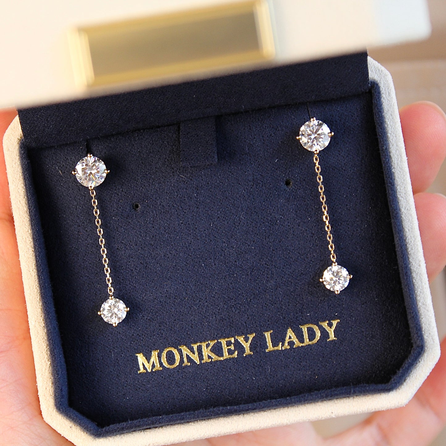14K Solid Gold Starlight Drop Earrings