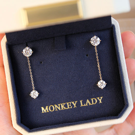 14K Solid Gold Starlight Drop Earrings