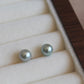 Blue-Grey Saltwater Pearl Earrings, Perfect Round