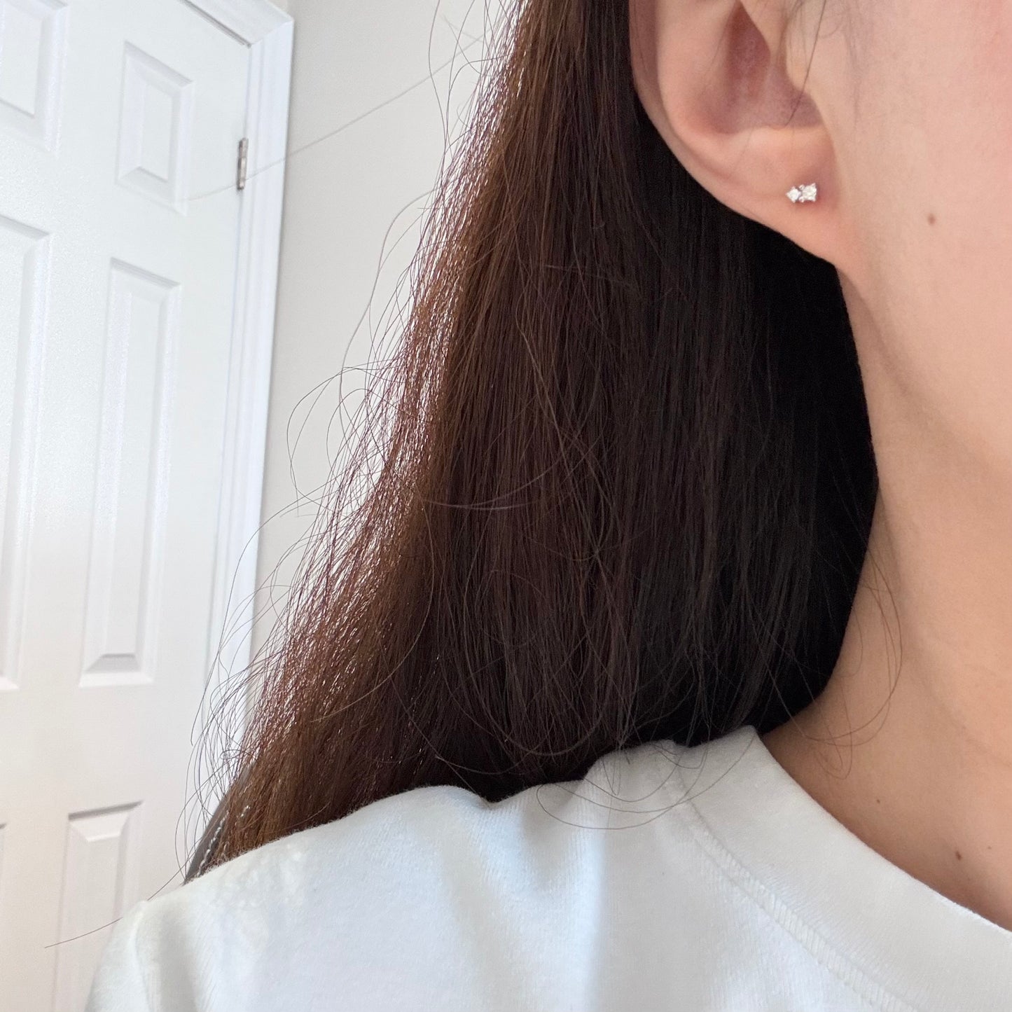 Mini Double Stone Moissanite Earrings