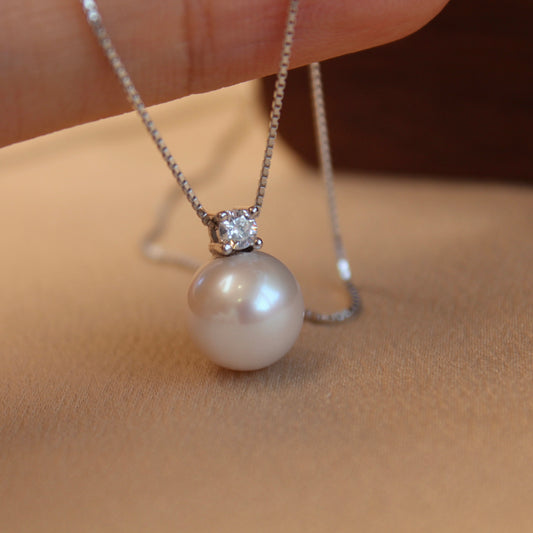 Perfect Round Freshwater Pearl Necklace, 9 to 10mm