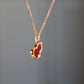 14K Solid Rose Gold Red Agate Hulu Necklace