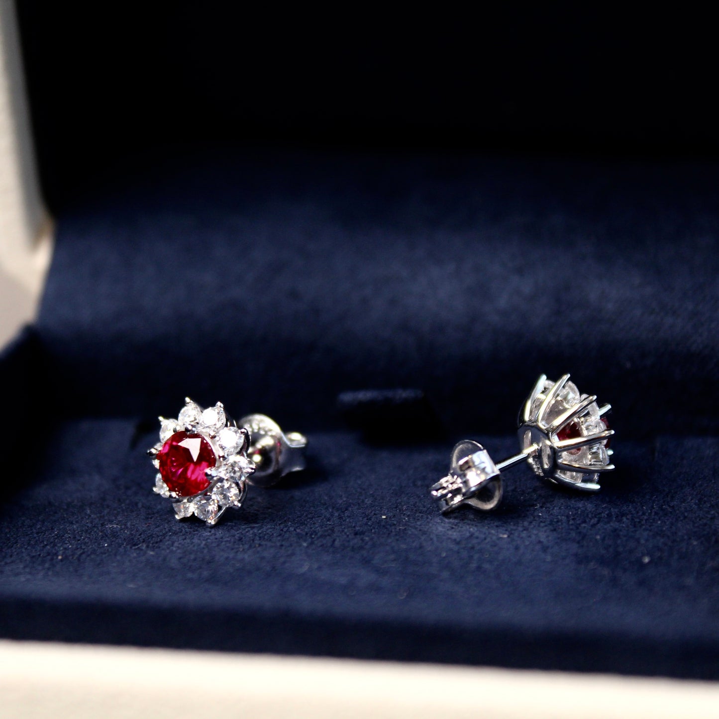 Lab-Grown Ruby Sunflower Stud Earrings