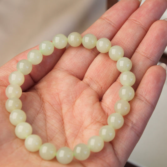 High Quality Icy Natural Jade Beaded Bracelet, 8mm