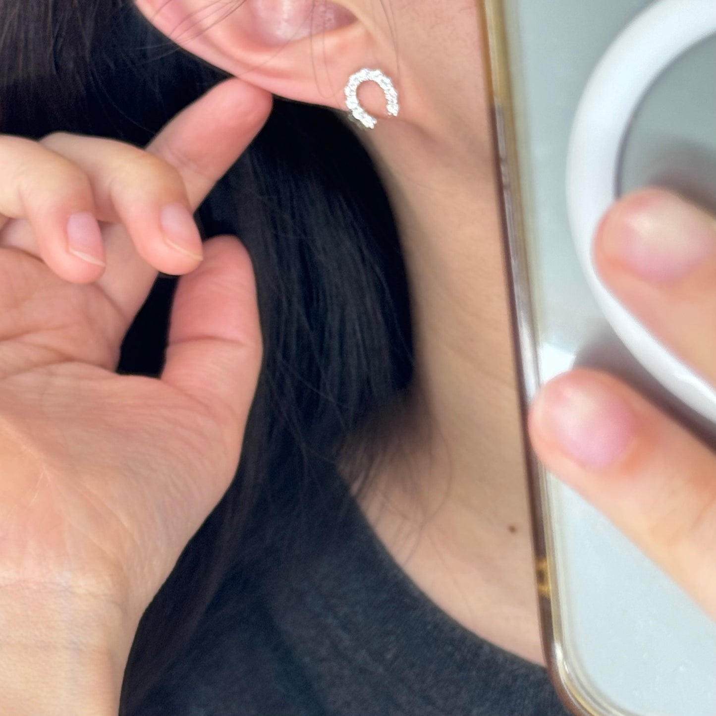 Sparkling Horseshoe Moissanite Earrings