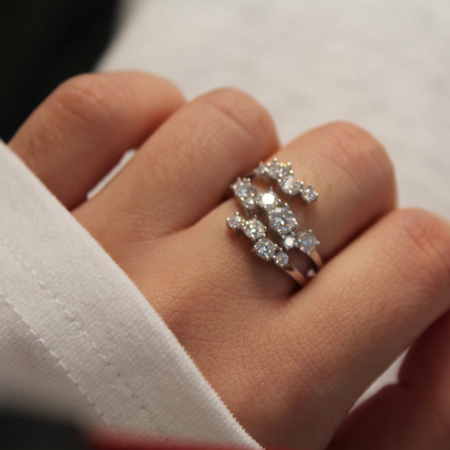Multi-Layers Sparkling Moissanite Ring