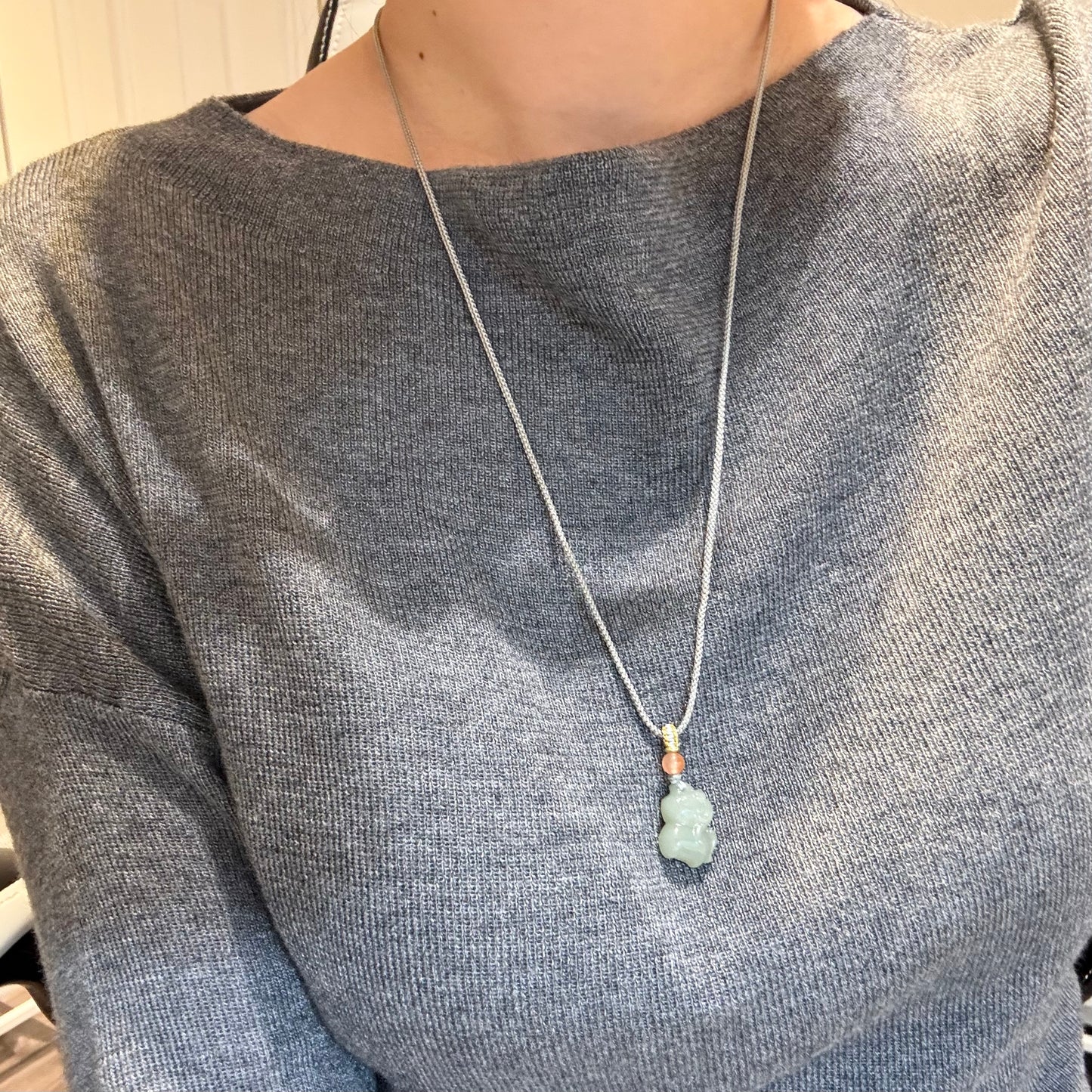 小马 Cute Pony Natural Jade Long Necklace