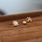 14K Solid Gold Mini Sunflower Earrings