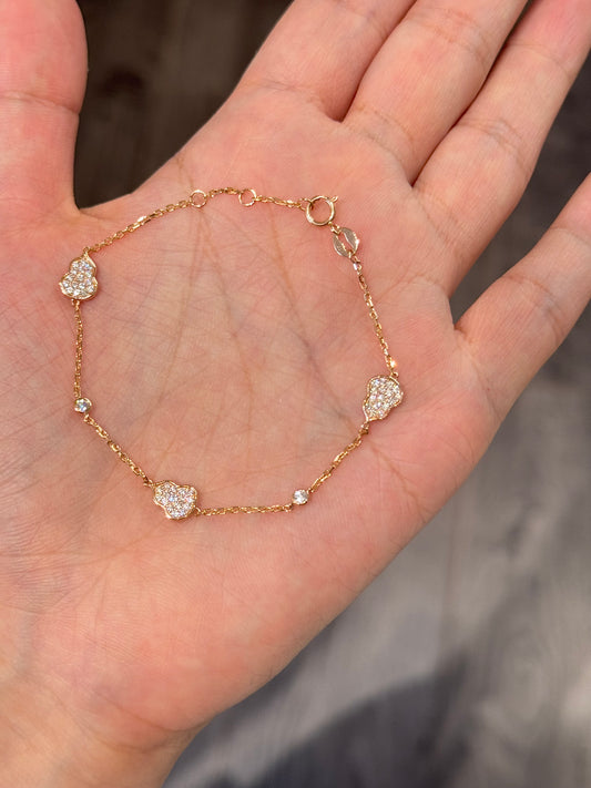 14K Solid Rose Gold Blessing Hulu Bracelet