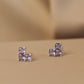 14K Solid White Gold Lolite Heart Earrings 堇青石