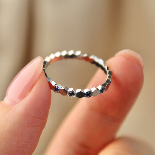 Honeycomb Natural Blue Sapphire Ring