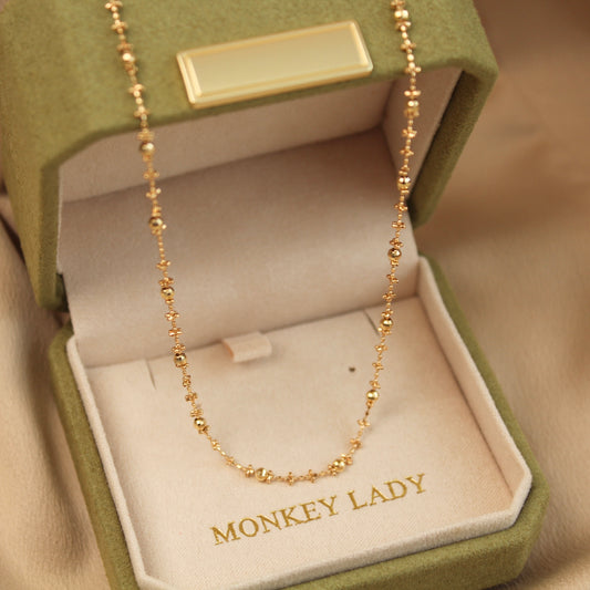 18K Solid Gold Fairy Plain Chain Necklace