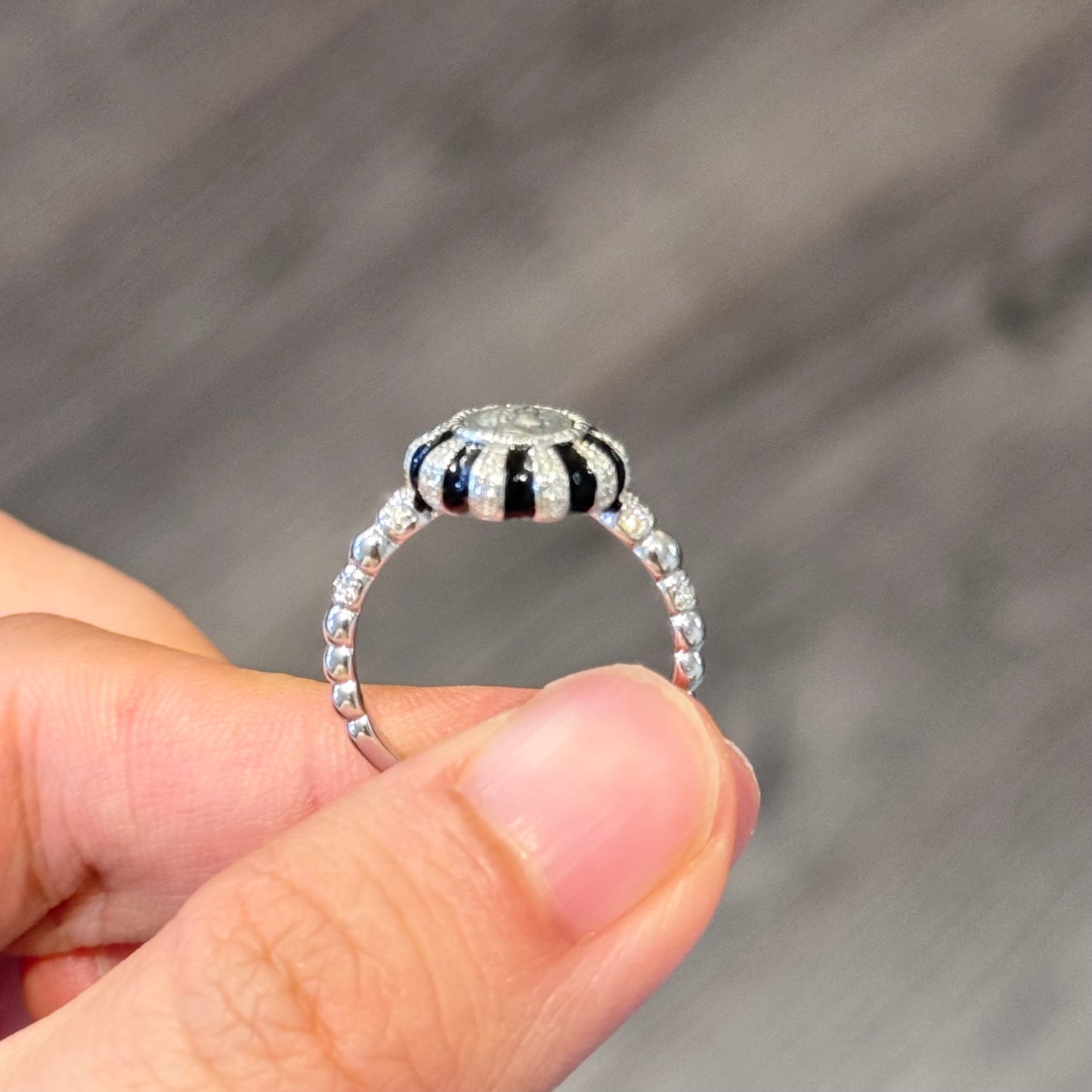 Coin Style Black Ring