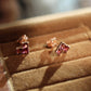 14K Solid Rose Gold Tourmaline Heart Earrings碧玺
