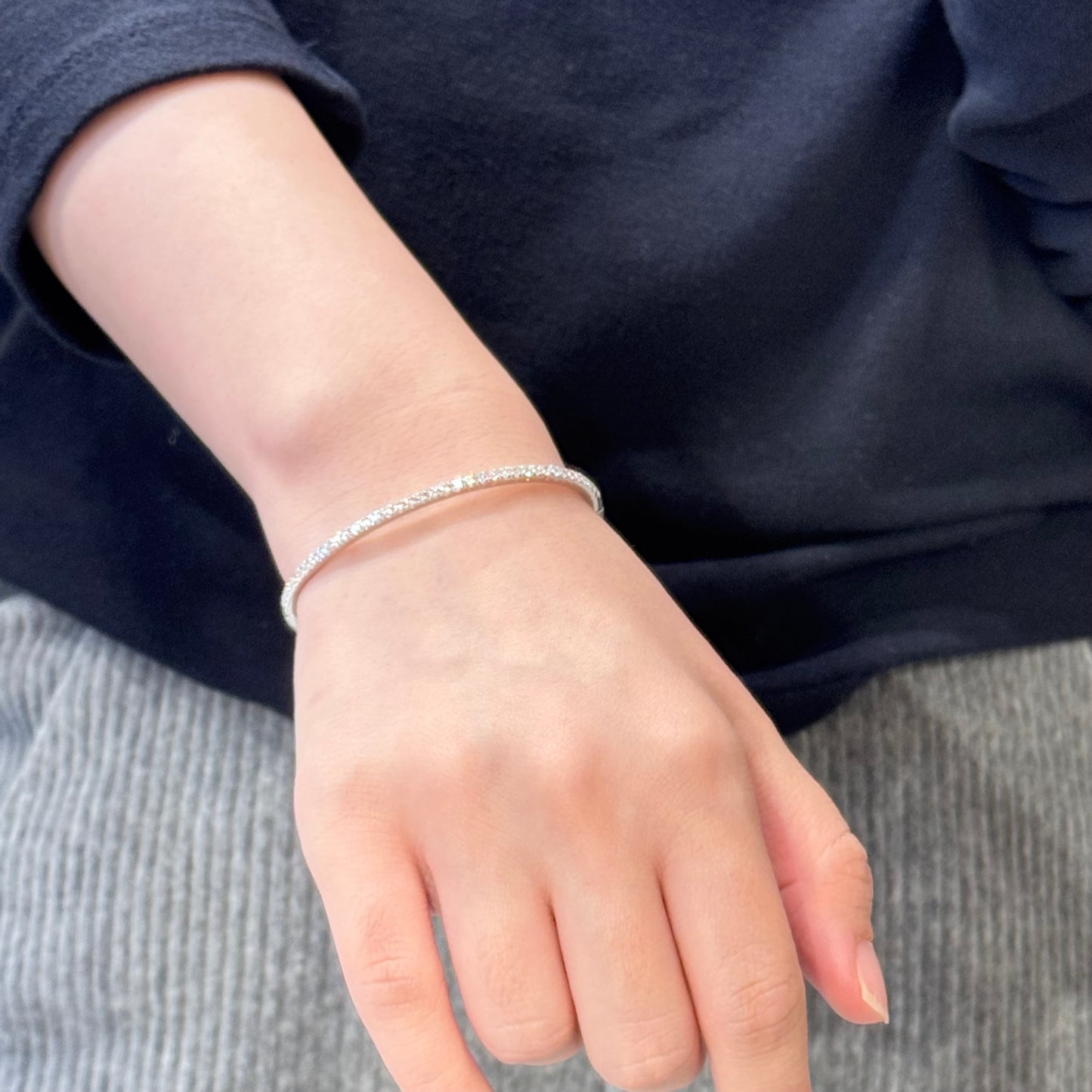Classic Sparkling Oval Bangle Bracelet