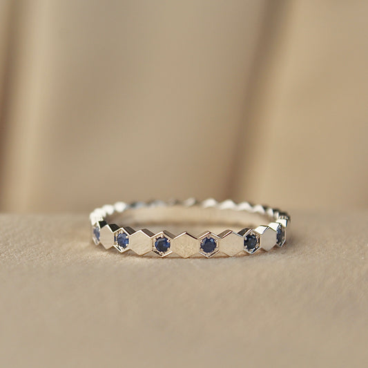 Honeycomb Natural Blue Sapphire Ring