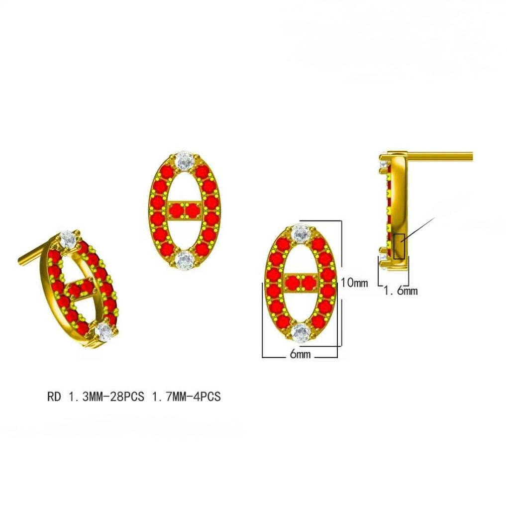 14K Solid Gold Spark Link Earrings