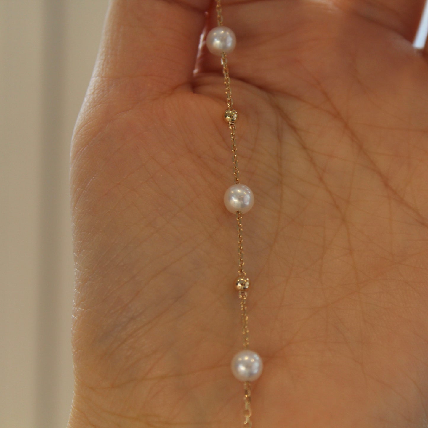 14K Solid Gold Starry Sky Pearl Bracelet