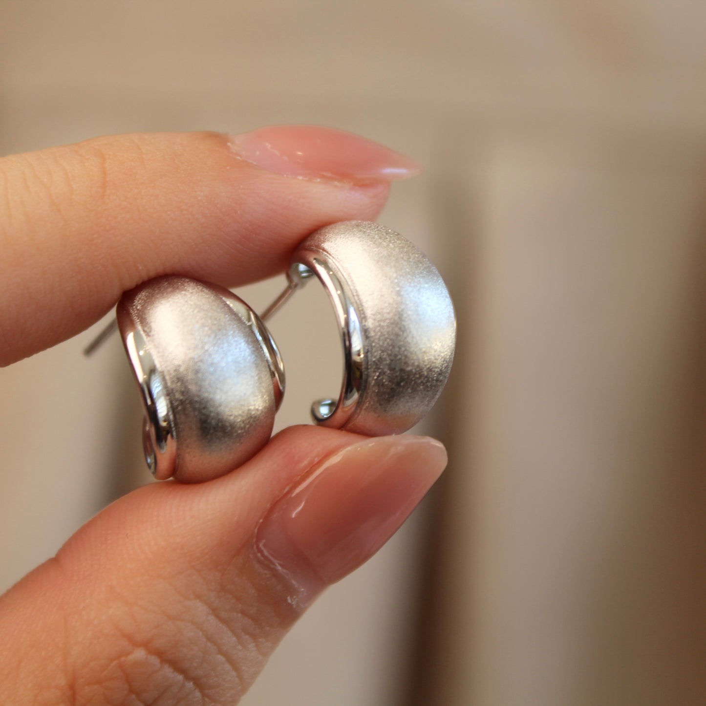 Matte Finish C-Shape Earrings