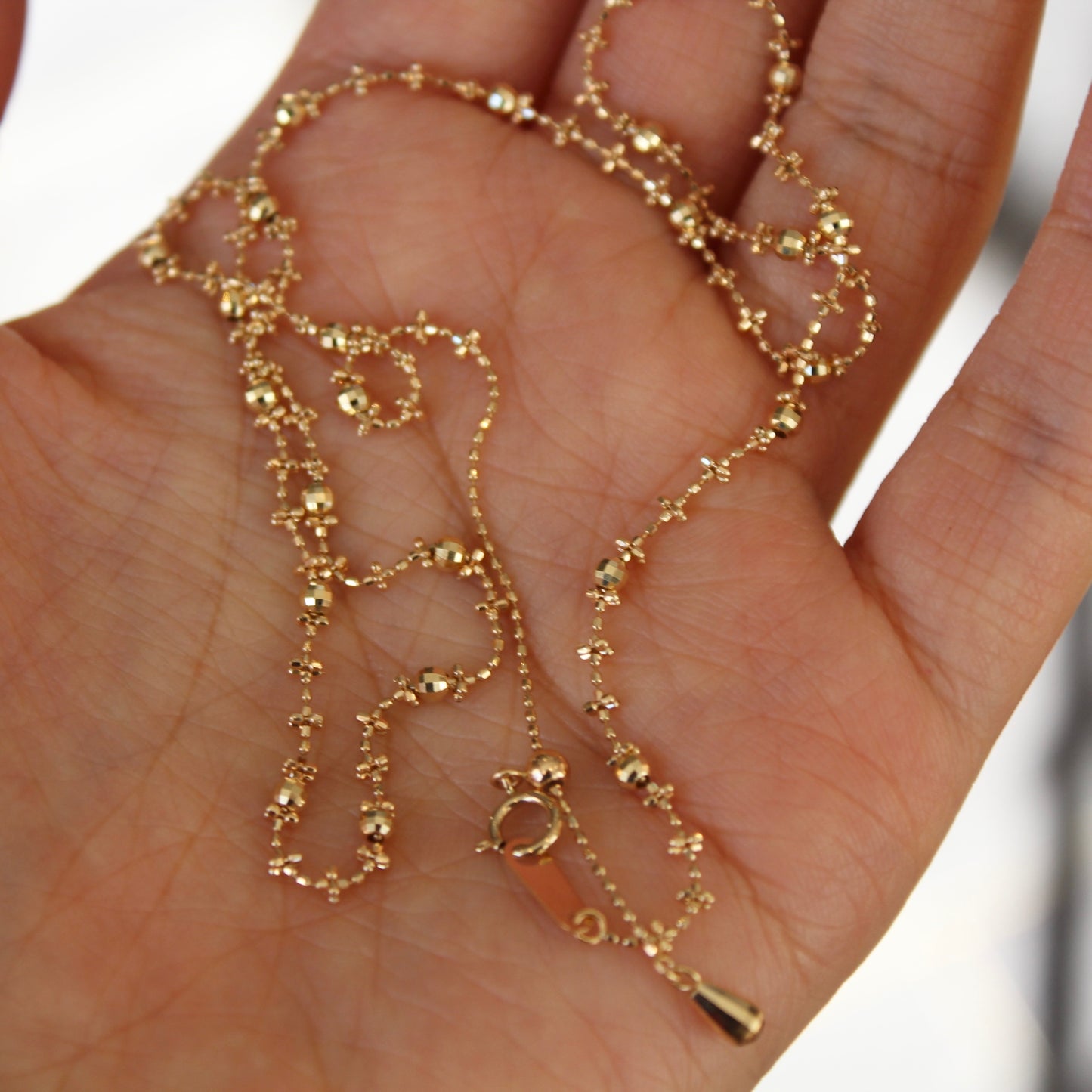 18K Solid Gold Fairy Plain Chain Necklace