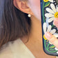14K Solid Gold Ginkgo Leaf Natural Pearl Earrings