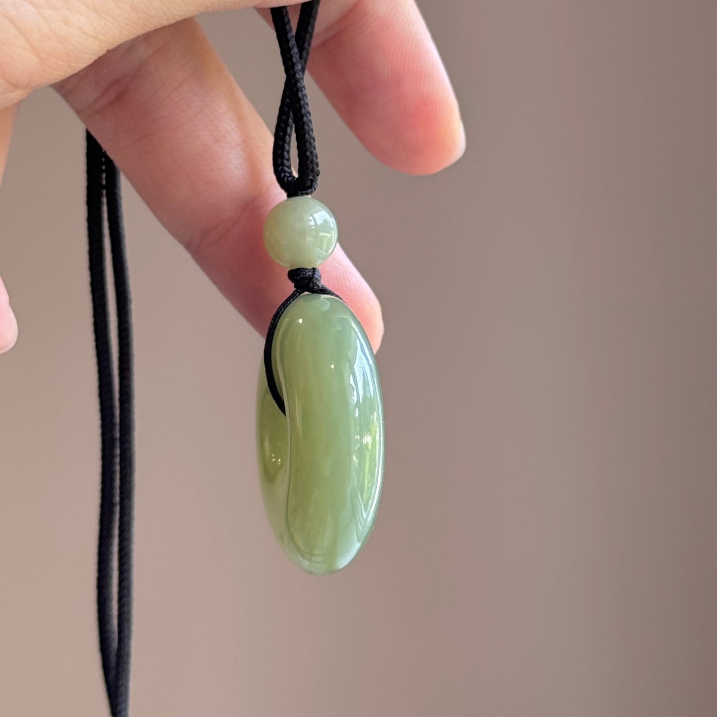 Natural Jade Peace Buckle Long Necklace