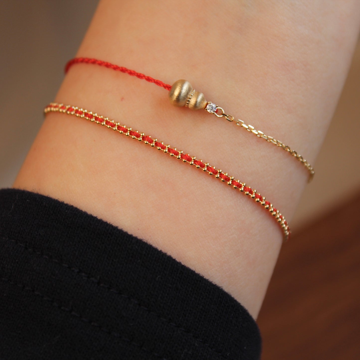 18K Solid Gold Red Bracelet