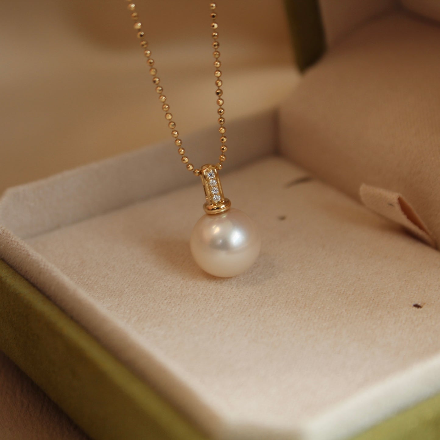 14K Solid Gold Natural Pearl Pendant