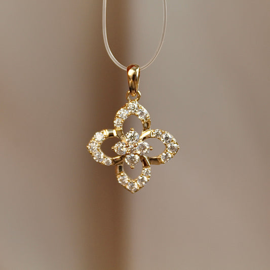 14K Solid Gold Clover Pendant