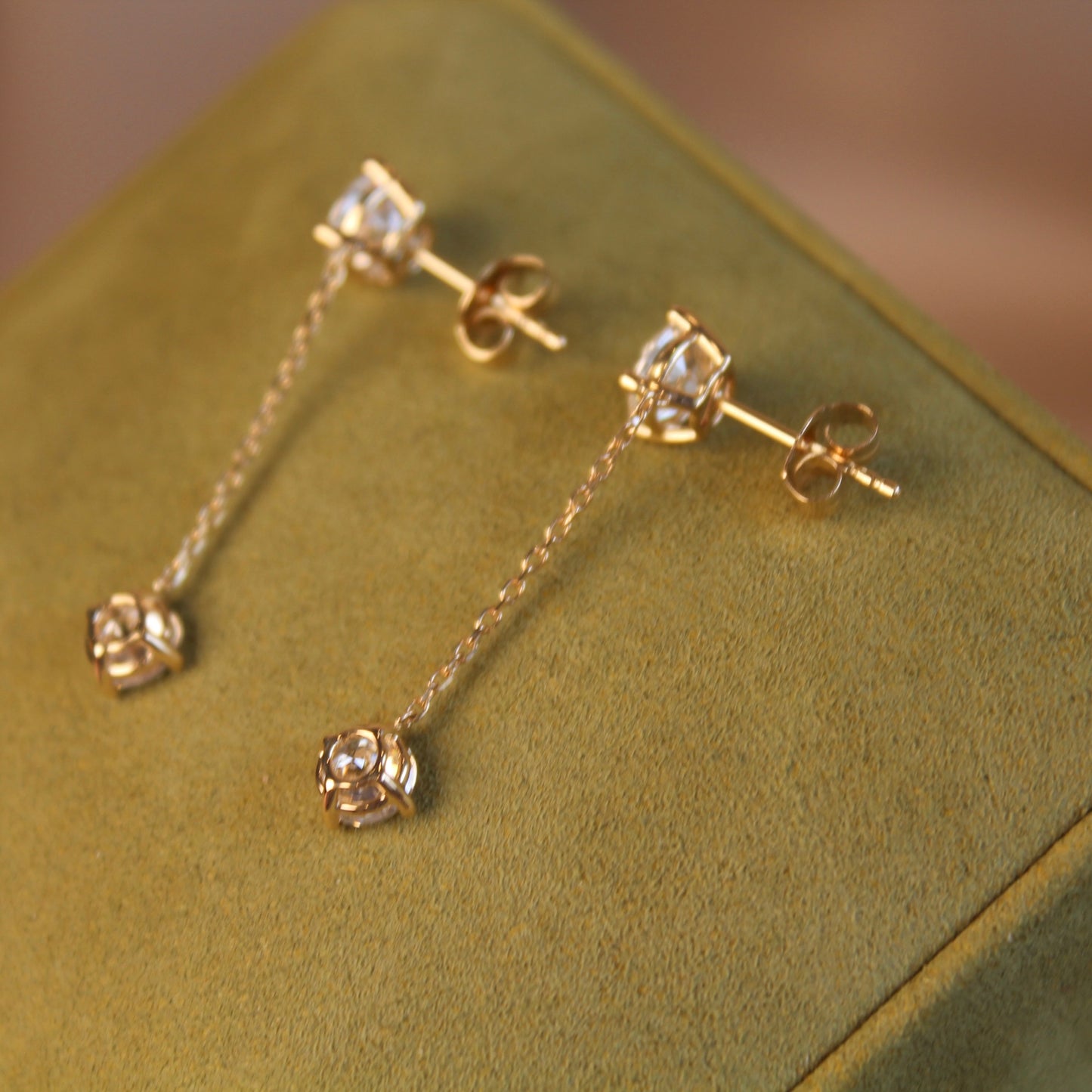 14K Solid Gold Starlight Drop Earrings