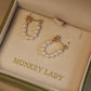 14K Solid Gold Round Pearl Hoop Earrings