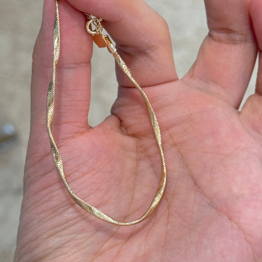 18K Solid Gold Wave Noodle Bracelet