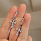 Moissanite Cross Hoop Earrings