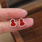 14K Solid Rose Gold Hulu Earrings, Medium Size