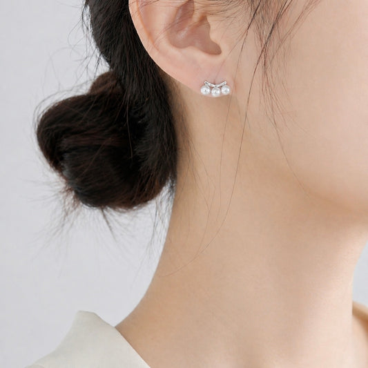 14K Solid White Gold Natural Pearl Earrings
