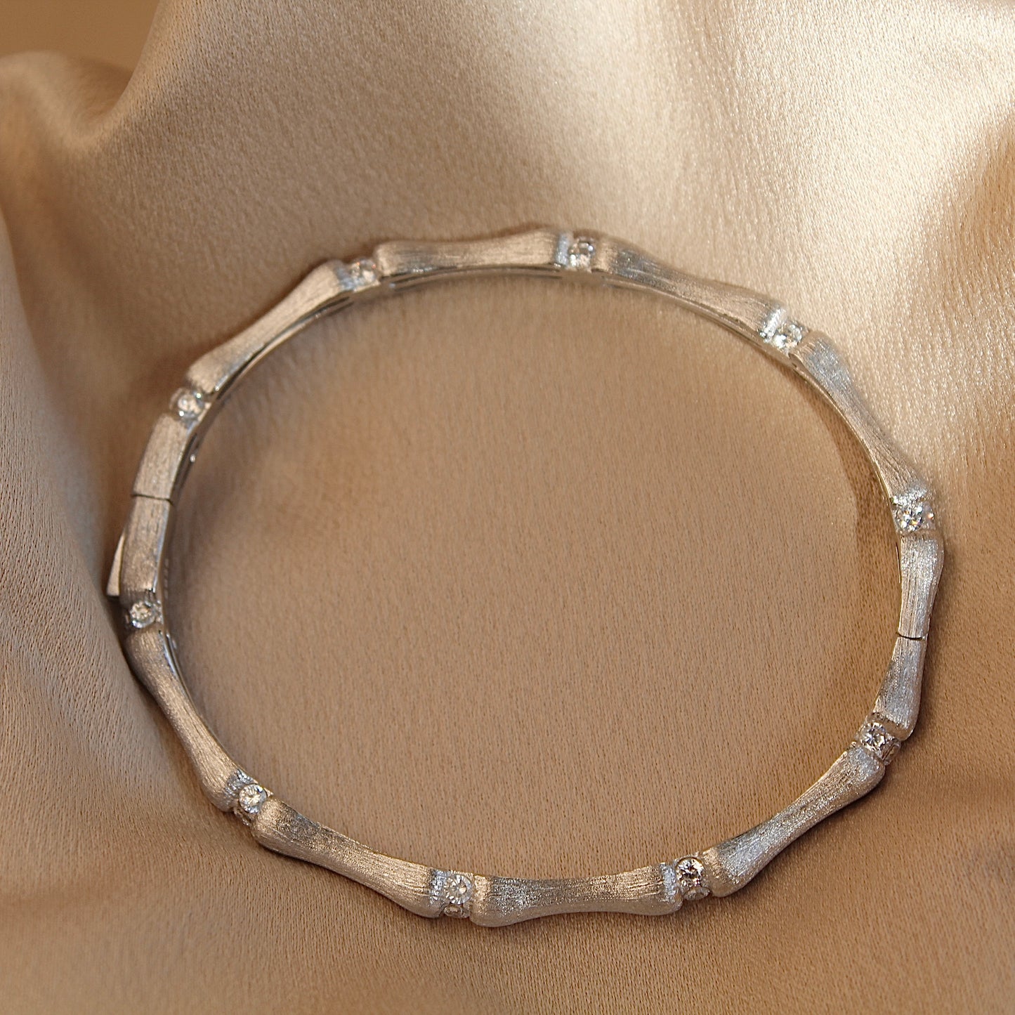 Silver Bamboo Knot Bangle Bracelet