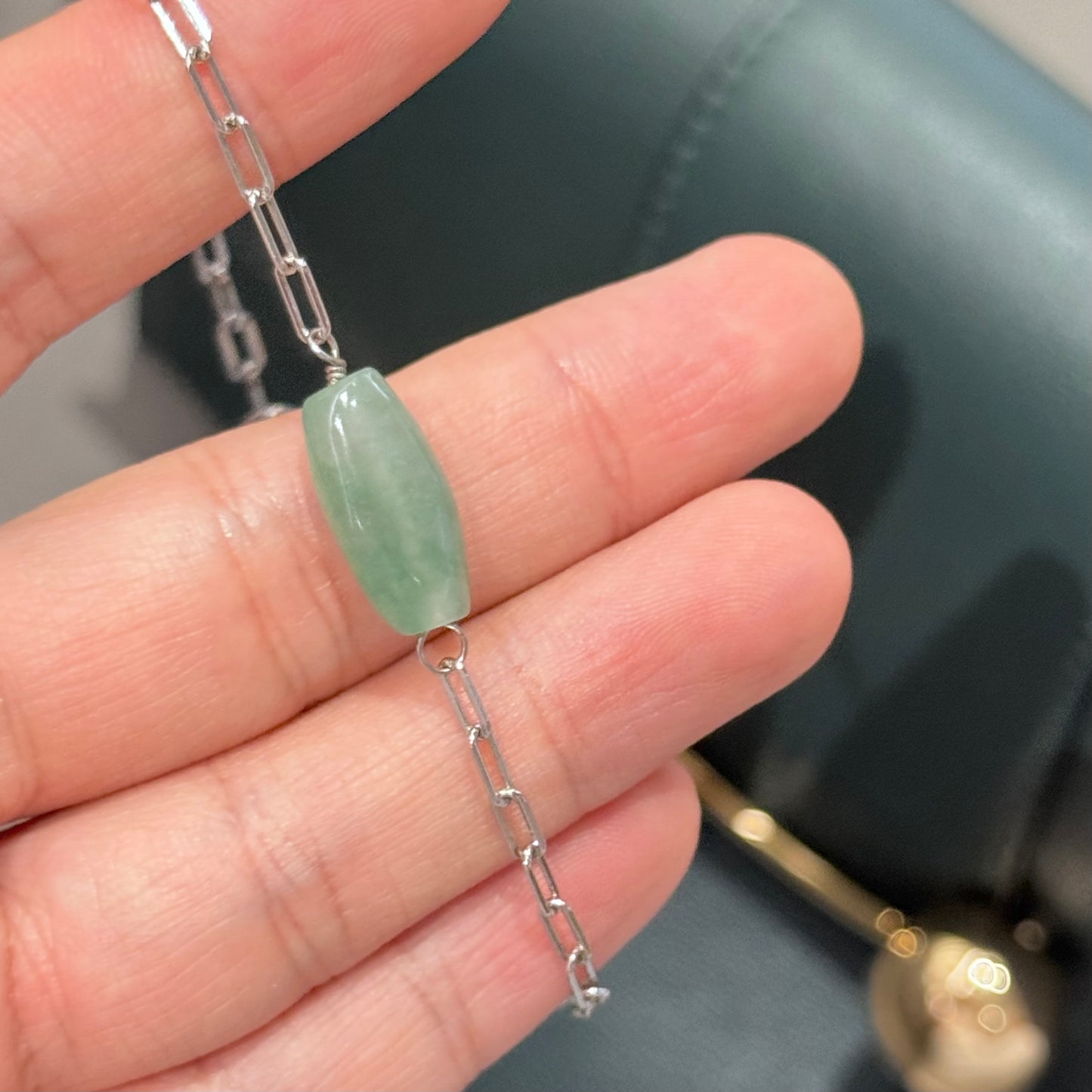 Lulutong Natural Green Jadeite Bracelet