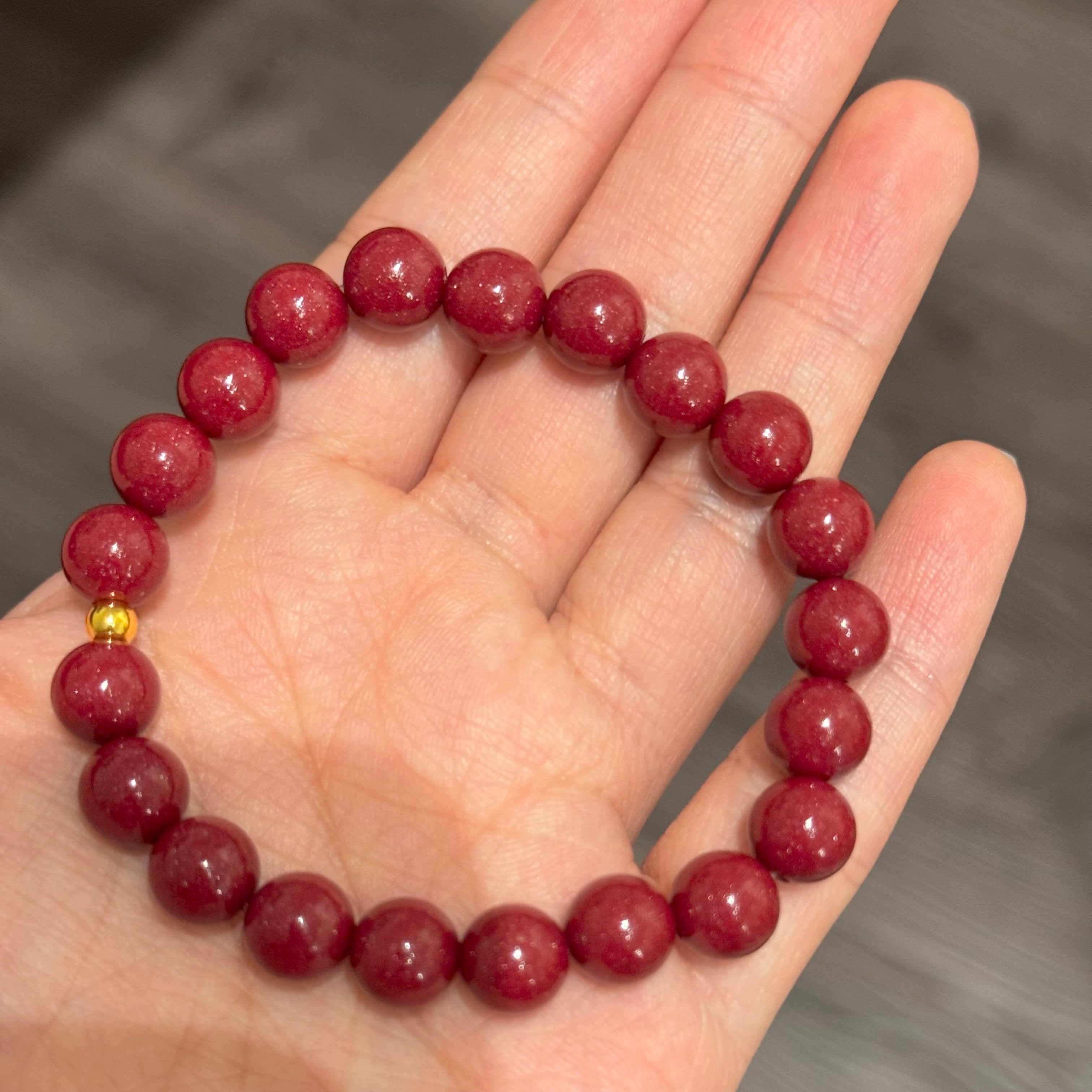 朱砂手串足金Cinnabar Solid Gold Bracelet – Monkey Lady