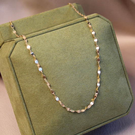 14K Solid Gold Shiny Choker Necklace,38cm