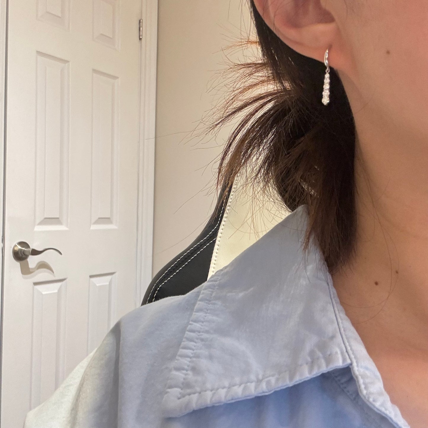 14K Solid White Gold Water-drop Earrings