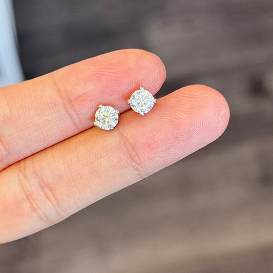 Classic Four-Claw Moissanite Earrings, 0.5 carat