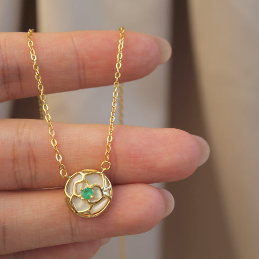 Camellia Natural Emerald Necklace