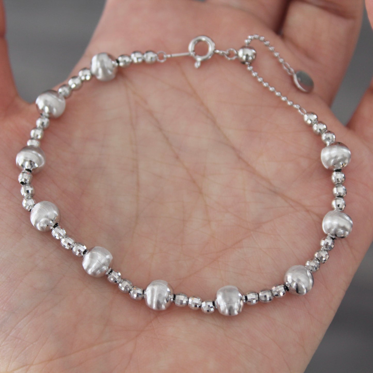 猫眼球Disco Beads Silver Bracelet