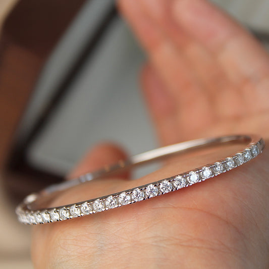 Half Moon Moissanite Bangle Bracelet, 1.68 carat