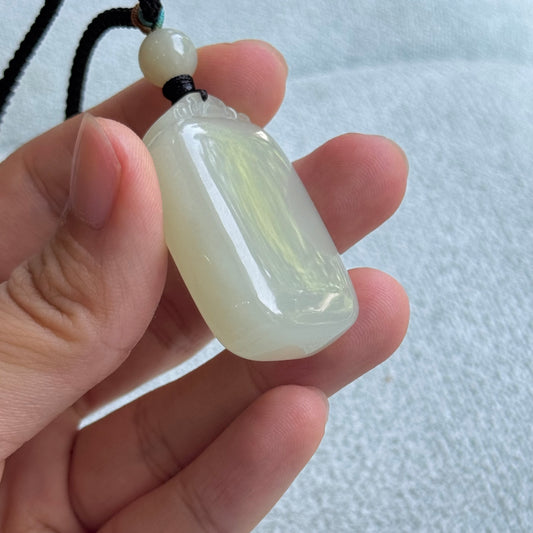 Natural Jade Long Necklace 如意无事牌