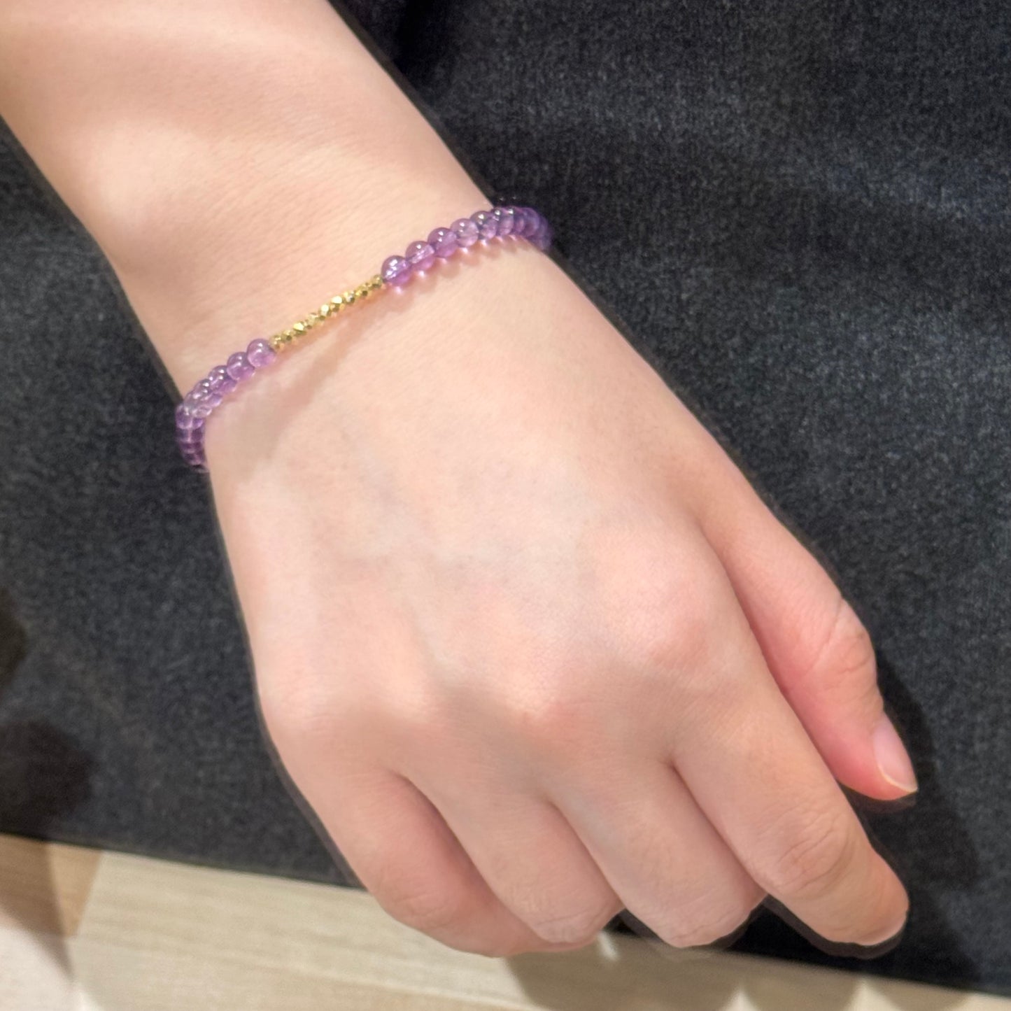 小碎金18K Solid Gold Natural Amethyst Bracelet