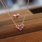 14K Solid Rose Gold Small Heart Necklace碧玺