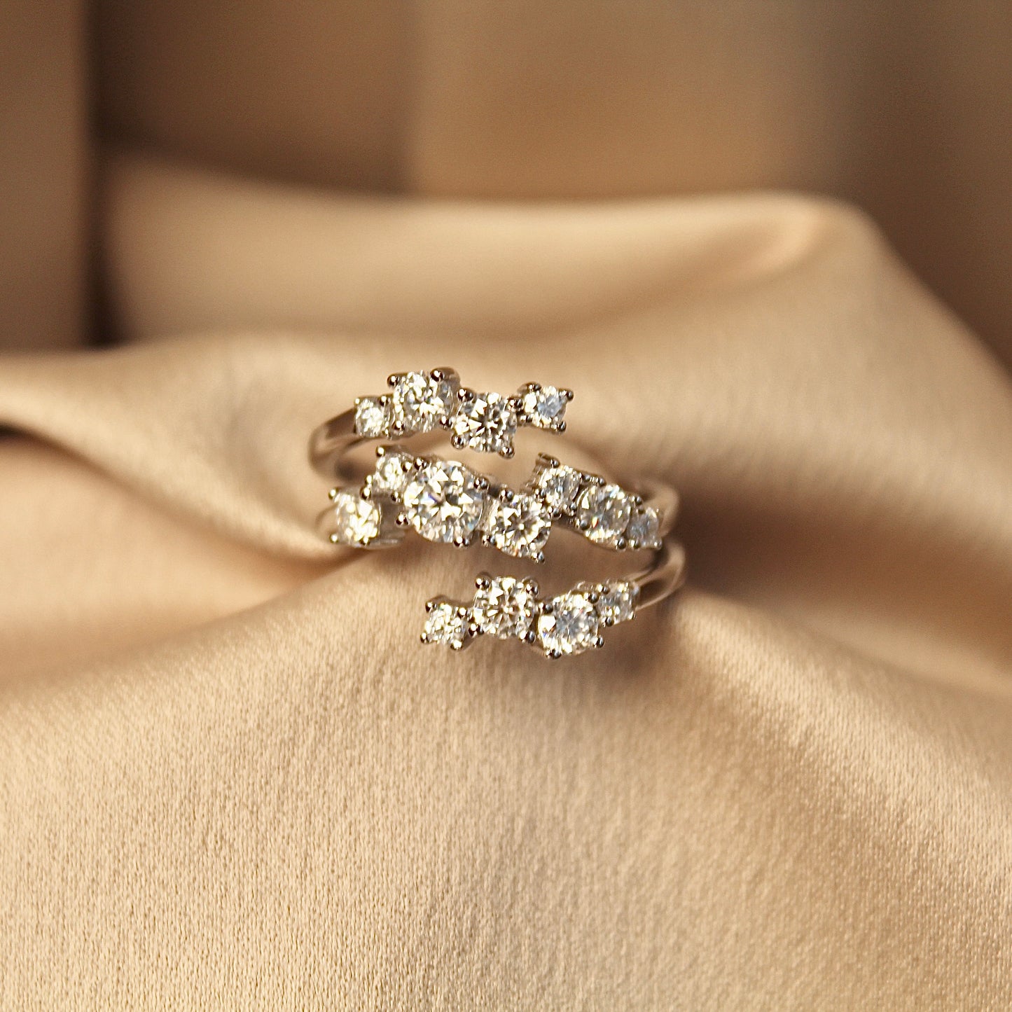 Multi-Layers Sparkling Moissanite Ring