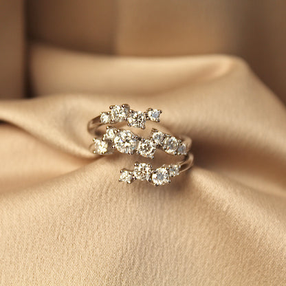 Multi-Layers Sparkling Moissanite Ring